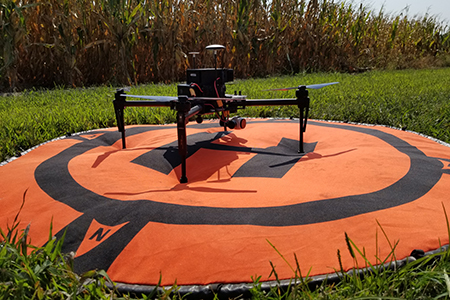 Drone on landing pad.